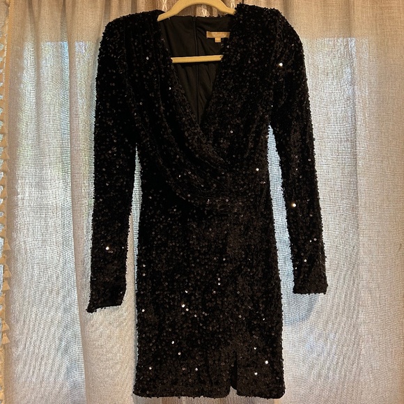 Dresses & Skirts - Black Sequin Wrap Dress - Small